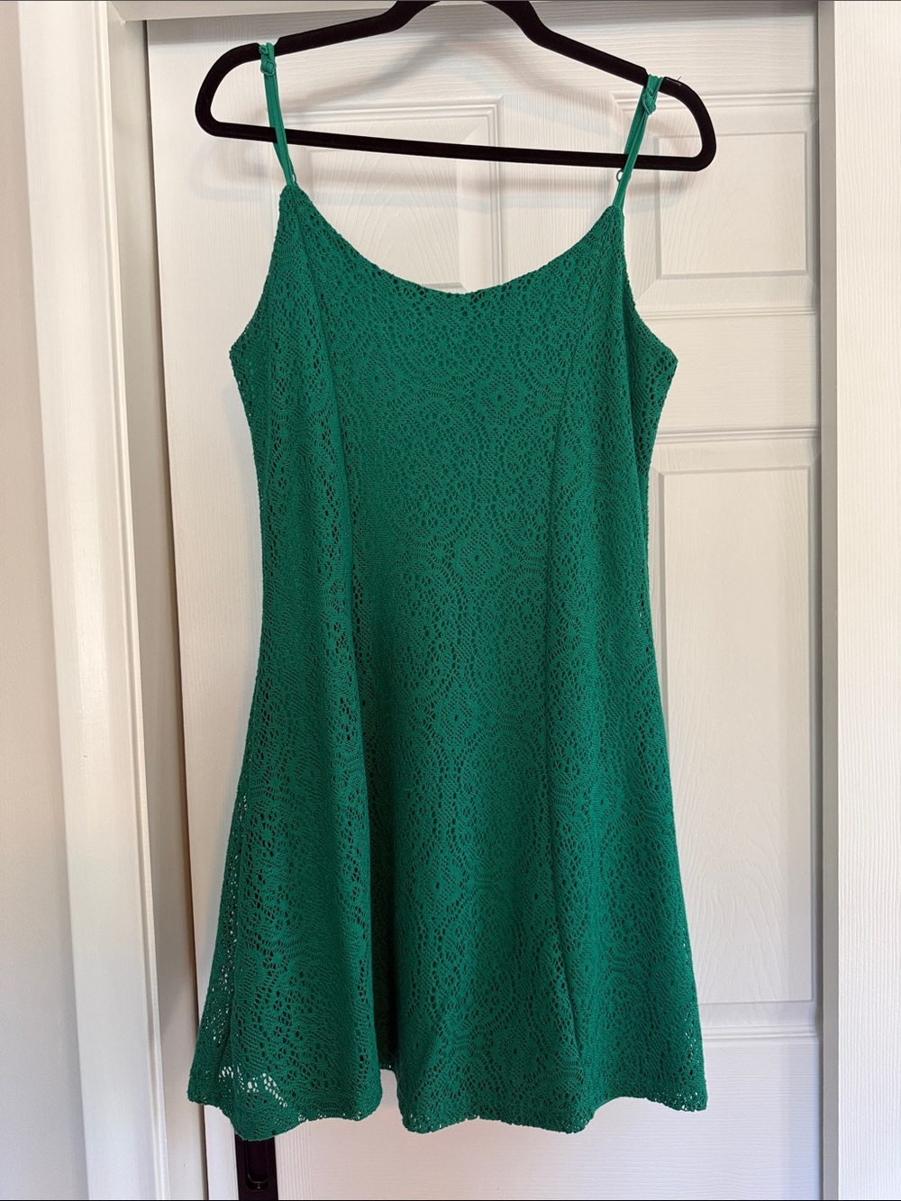 Francesca’s Green Lace Spaghetti-Strap Dress